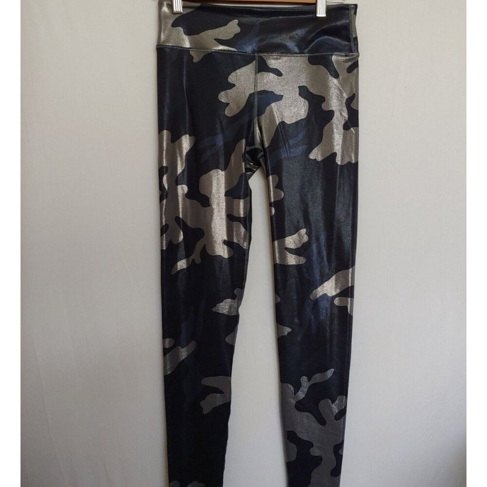 Noli Silver/grey Metallic Liquid Camo Athletic Yoga Leggings size medium